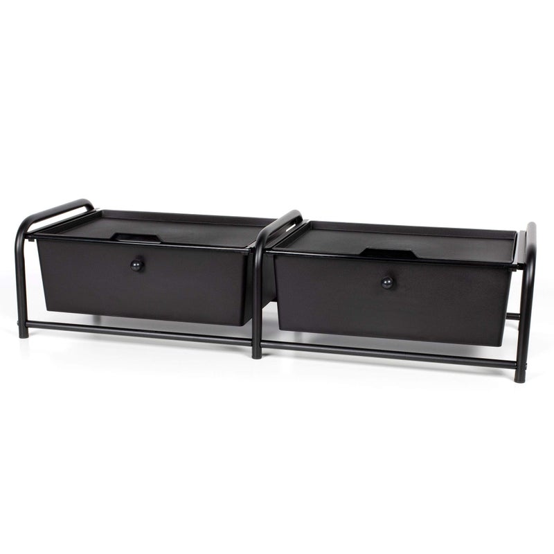 Richards Homewares Metal Frame Underbed Storage with Lids, 32.75â€L x 12.2â€D x 7.9â€H, Requires at Least 8â€H Clearance from Floor to Bed Frame, Black, 2-Drawer - Image 1